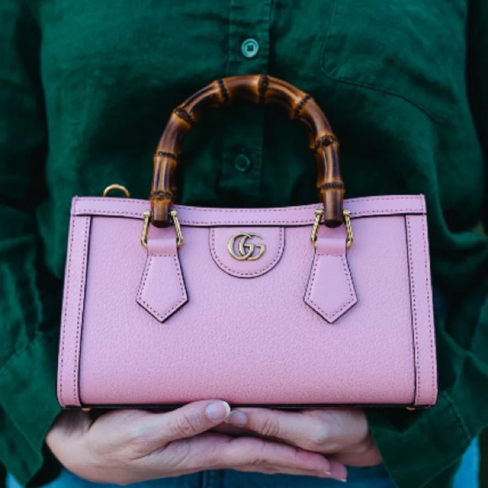 Gucci Pink Satchel with Bamboo Handles
